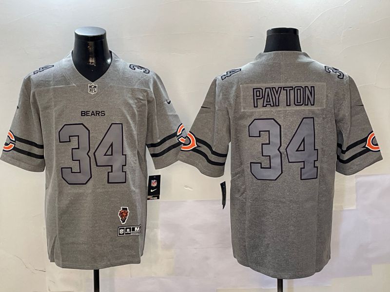 Men Chicago Bears #34 Payton Grey Throwback 2024 Nike Limited NFL Jersey style 1->chicago bears->NFL Jersey